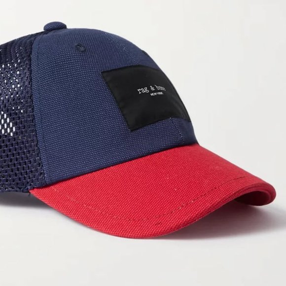Rag & Bone Addison Appliqued Organic Cotton Canvas and Mesh Baseball Cap main image 6
